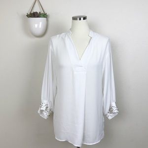 Zara Basic Blouse with Embellished Sleeves